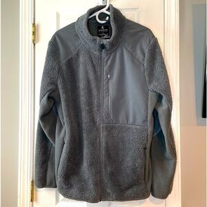 Kyodan Gray Jacket Outdoor Full Zip‎ Fleece Faux Sherpa Long Sleeve Size Large